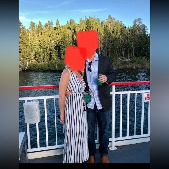 Blue and White Nautical Striped Maxi Dress by Essue size M - Picture 11 of 11